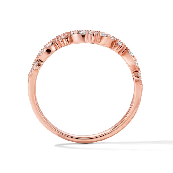 1/5 CT. T.w. Lab-Grown Diamond Chevron Contour Band in 14K Rose Gold (F/Vs2)