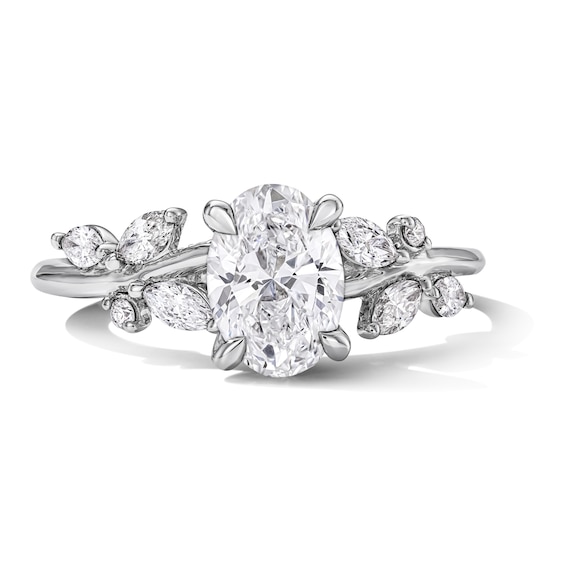 1-1/3 CT. T.w. Oval Certified Lab-Grown Diamond Floral Engagement Ring in 14K White Gold (F/Vs2)