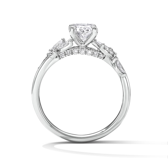 1-1/3 CT. T.w. Oval Certified Lab-Grown Diamond Floral Engagement Ring in 14K White Gold (F/Vs2)