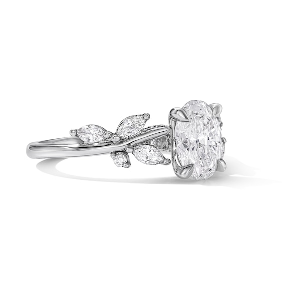 1-1/3 CT. T.w. Oval Certified Lab-Grown Diamond Floral Engagement Ring in 14K White Gold (F/Vs2)