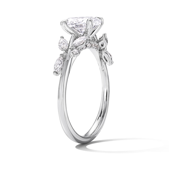 1-1/3 CT. T.w. Oval Certified Lab-Grown Diamond Floral Engagement Ring in 14K White Gold (F/Vs2)