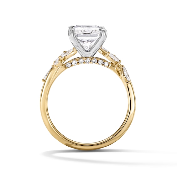 3-3/8 CT. T.w. Radiant-Cut Certified Lab-Grown Diamond Floral Engagement Ring in 14K Gold (F/Vs2)
