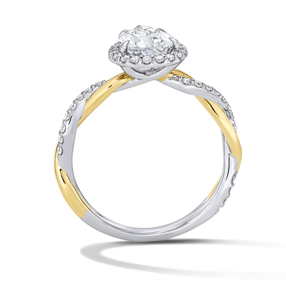 1-7/8 CT. T.w. Pear-Shaped Certified Lab-Grown Diamond Frame Engagement Ring 14K Two-Tone Gold (F/Vs2)