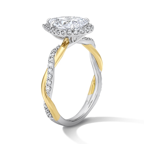 1-7/8 CT. T.w. Pear-Shaped Certified Lab-Grown Diamond Frame Engagement Ring 14K Two-Tone Gold (F/Vs2)