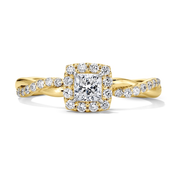 5/8 CT. T.w. Princess-Cut Certified Lab-Grown Diamond Frame Promise Ring in 10K Gold (F/Vs2)