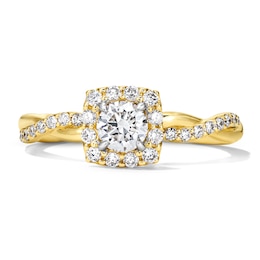 5/8 CT. T.W. Certified Lab-Grown Diamond Cushion Frame Promise Ring in 10K Gold (F/VS2)