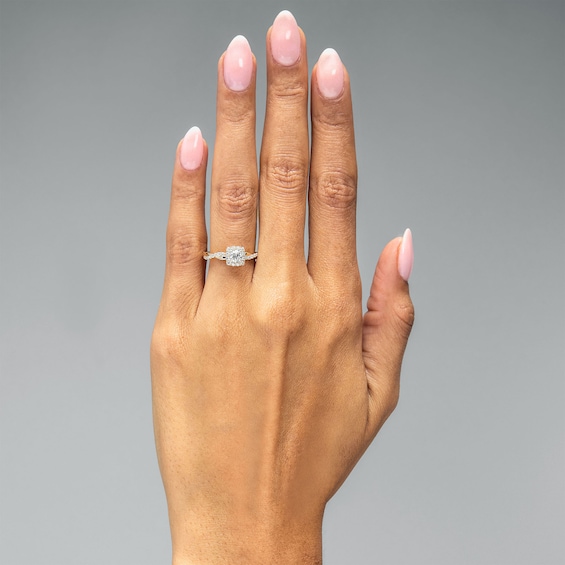 5/8 CT. T.w. Certified Lab-Grown Diamond Cushion Frame Promise Ring in 10K Gold (F/Vs2)