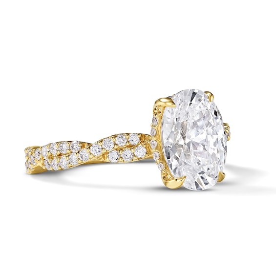 3 CT. T.w. Oval Certified Lab-Grown Diamond Engagement Ring in 14K Gold (F/Vs2)