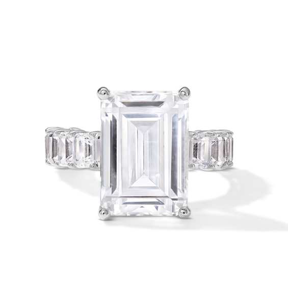 11-3/4 CT. T.w. Emerald-Cut Certified Lab-Grown Diamond Three-Stone Engagement Ring in 14K White Gold (F/Vs2)