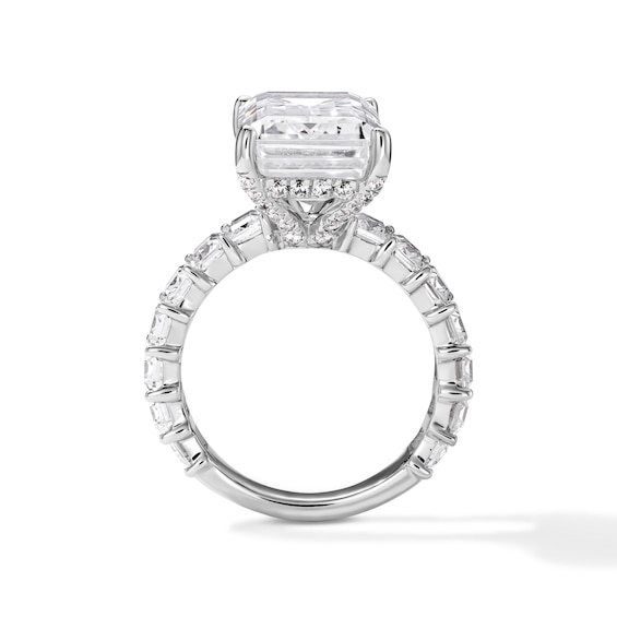 11-3/4 CT. T.w. Emerald-Cut Certified Lab-Grown Diamond Three-Stone Engagement Ring in 14K White Gold (F/Vs2)