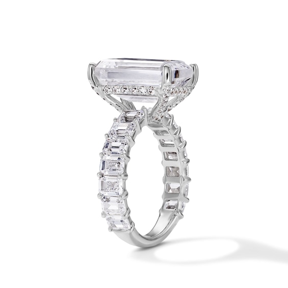 11-3/4 CT. T.w. Emerald-Cut Certified Lab-Grown Diamond Three-Stone Engagement Ring in 14K White Gold (F/Vs2)