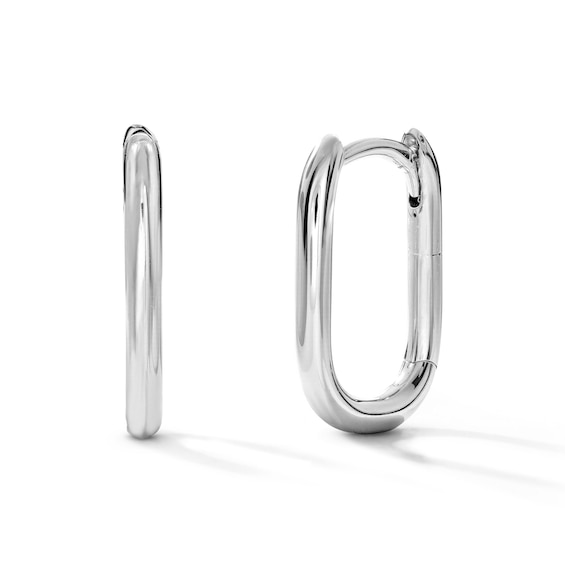 14mm Oval Hoop Earrings in Sterling Silver