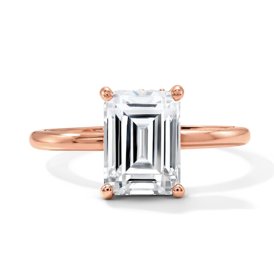 2-3/4 CT. T.w. Certified Emerald-Cut Lab-Grown Diamond Hidden Frame Solitaire Engagement Ring in 14K Rose Gold (F/Vs2)