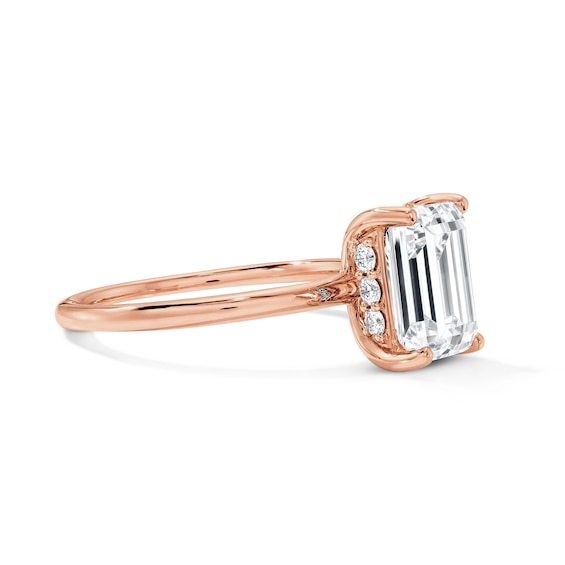 2-3/4 CT. T.w. Certified Emerald-Cut Lab-Grown Diamond Hidden Frame Solitaire Engagement Ring in 14K Rose Gold (F/Vs2)