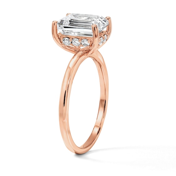 2-3/4 CT. T.w. Certified Emerald-Cut Lab-Grown Diamond Hidden Frame Solitaire Engagement Ring in 14K Rose Gold (F/Vs2)