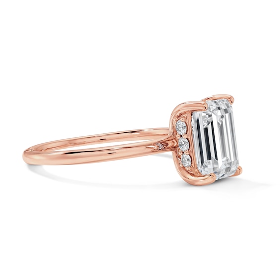 1-3/4 CT. T.w. Certified Emerald-Cut Lab-Grown Diamond Hidden Frame Solitaire Engagement Ring in 14K Rose Gold (F/Vs2)