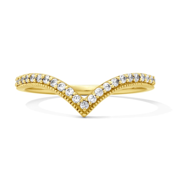 1/6 CT. T.w. Diamond Milgrain Chevron Anniversary Band in 10K Gold