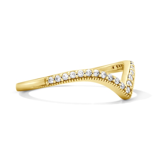 1/6 CT. T.w. Diamond Milgrain Chevron Anniversary Band in 10K Gold