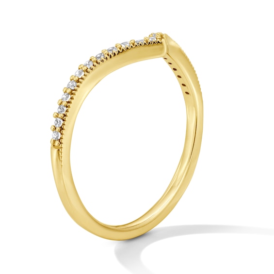 1/6 CT. T.w. Diamond Milgrain Chevron Anniversary Band in 10K Gold