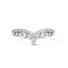 1/2 CT. T.W. Diamond Two-Row Chevron Band in 14K White Gold