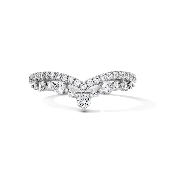 1/2 CT. T.w. Diamond Two-Row Chevron Band in 14K White Gold
