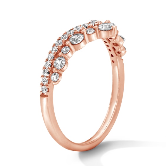 1/2 CT. T.w. Diamond Two-Row Chevron Band in 14K Rose Gold