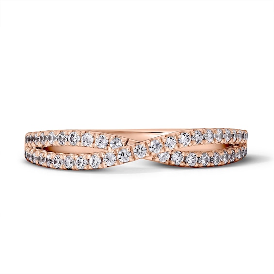 1/3 CT. T.w. Diamond Pavé Crossover Stackable Band in 10K Rose Gold