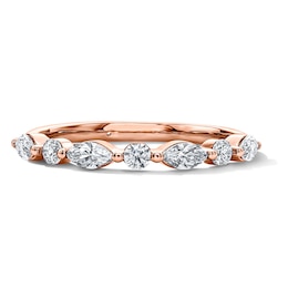 1/2 CT. T.W. Marquise-Cut and Round Certified Diamond Band in 14K Rose Gold (I/SI2)
