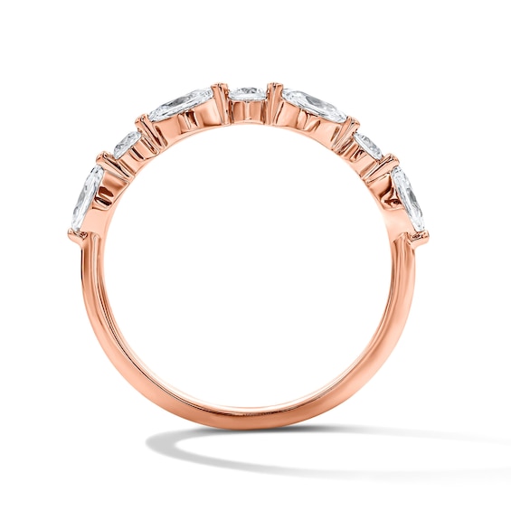 1/2 CT. T.w. Marquise-Cut and Round Certified Diamond Band in 14K Rose Gold (I/Si2)