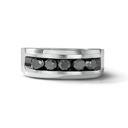 1 CT. T.W. Black Diamond Five-Stone Wedding Band in Sterling Silver