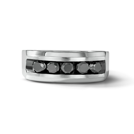 1 CT. T.w. Black Diamond Five-Stone Wedding Band in Sterling Silver