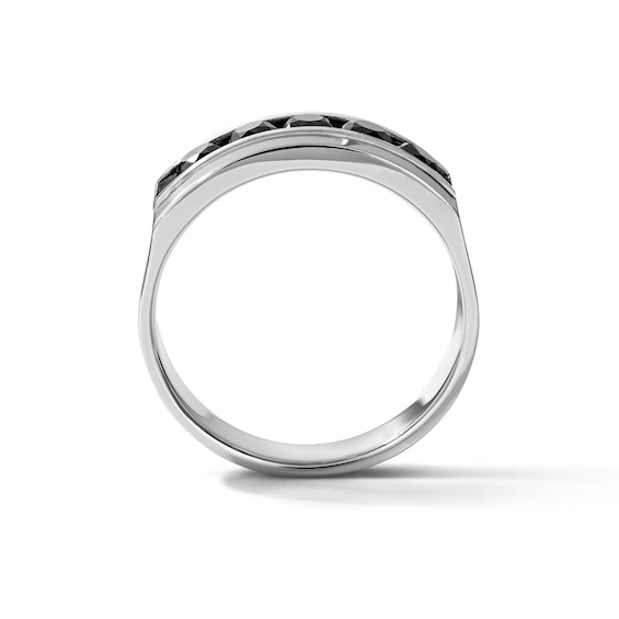1 CT. T.w. Black Diamond Five-Stone Wedding Band in Sterling Silver