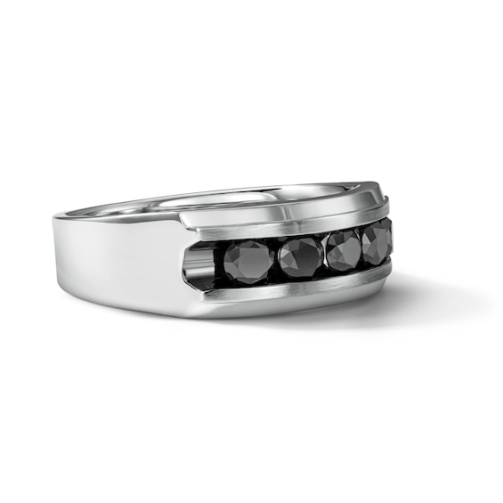 1 CT. T.w. Black Diamond Five-Stone Wedding Band in Sterling Silver