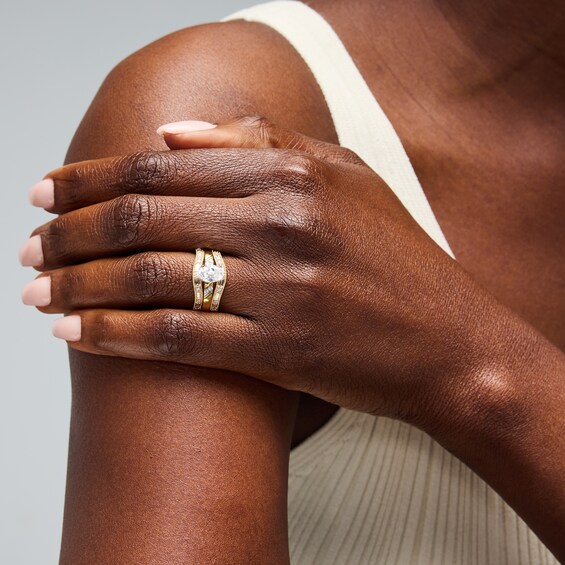 3/8 CT. T.w. Baguette-Cut and Round Lab-Grown Diamond Enhancer Band in 14K Gold (F/Vs2)