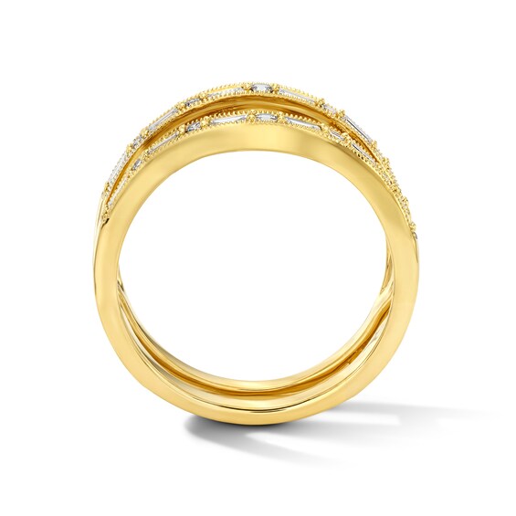 3/8 CT. T.w. Baguette-Cut and Round Lab-Grown Diamond Enhancer Band in 14K Gold (F/Vs2)