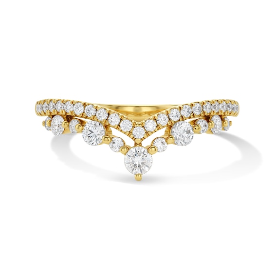 1/2 CT. T.w. Lab-Grown Diamond Two-Row Chevron Anniversary Band in 14K Gold (F/Vs2)