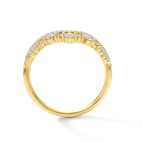 1/2 CT. T.w. Lab-Grown Diamond Two-Row Chevron Anniversary Band in 14K Gold (F/Vs2)