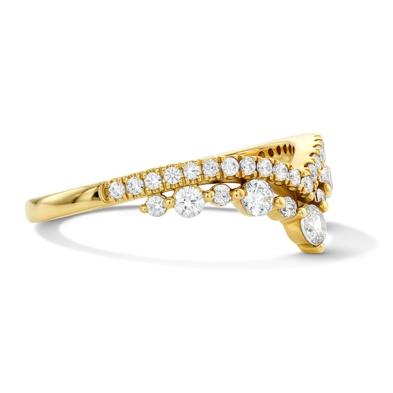 1/2 CT. T.w. Lab-Grown Diamond Two-Row Chevron Anniversary Band in 14K Gold (F/Vs2)