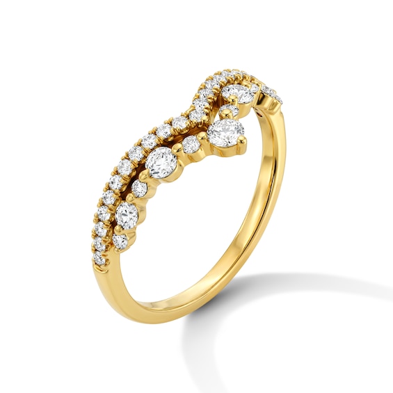 1/2 CT. T.w. Lab-Grown Diamond Two-Row Chevron Anniversary Band in 14K Gold (F/Vs2)