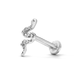 Textured Snake Single Cartilage Stud Earring in 14K White Gold