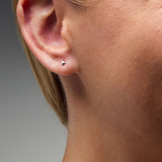 Triangle Single Cartilage Stud Earring in Solid 14K White Gold