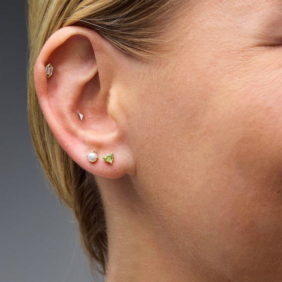 Triangle Single Cartilage Stud Earring in Solid 14K White Gold