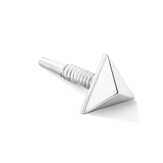 Triangle Single Cartilage Stud Earring in Solid 14K White Gold