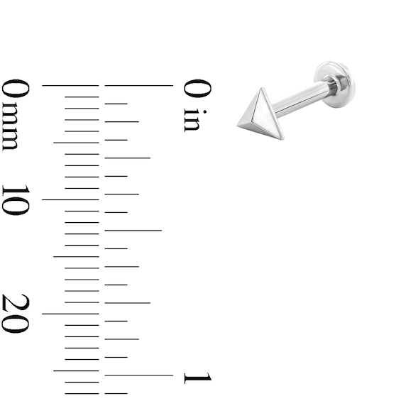 Triangle Single Cartilage Stud Earring in Solid 14K White Gold