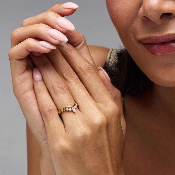 3/8 CT. T.w. Marquise-Cut Lab-Grown Diamond Contour Anniversary Band in 14K Gold (F/Vs2)