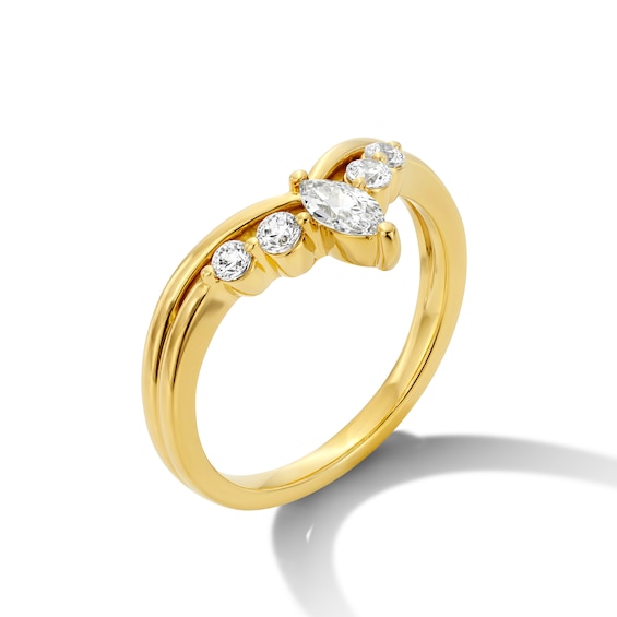 3/8 CT. T.w. Marquise-Cut Lab-Grown Diamond Contour Anniversary Band in 14K Gold (F/Vs2)