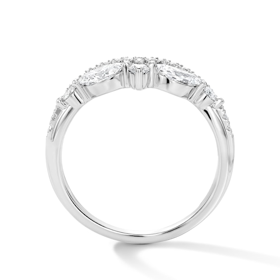 5/8 CT. T.w. Marquise-Cut Lab-Grown Diamond Two-Row Chevron Anniversary Band in 14K White Gold (F/Vs2)