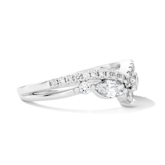 5/8 CT. T.w. Marquise-Cut Lab-Grown Diamond Two-Row Chevron Anniversary Band in 14K White Gold (F/Vs2)