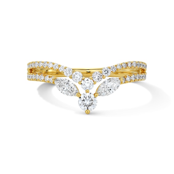 5/8 CT. T.w. Marquise-Cut Lab-Grown Diamond Two-Row Chevron Anniversary Band in 14K Gold (F/Vs2)