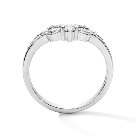 1/2 CT. T.w. Marquise-Cut Lab-Grown Diamond Two-Row Chevron Anniversary Band in 14K White Gold (F/Vs2)